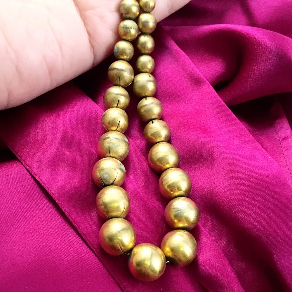 ANTIQUE Early 1900s Brass Bauble Necklace